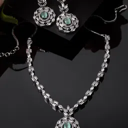 ZENEME Rhodium-Plated AD-Studded Jewellery Set-70
