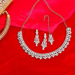 Atasi International Silver-Plated CZ Studded Jewellery Set-image-100