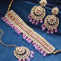 Jazz and Sizzle Gold-Plated Kundan & Bead Studded Jewellery Set-53