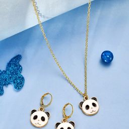 Voylla Gold-Plated Panda Pendant & Earrings-image-32