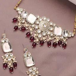OOMPH Gold Plated Kundan-Studded & Beaded Jewellery Set-18
