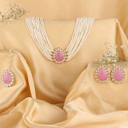 Fida Gold-Plated & Pearl-Studded Jewellery Set-image-46