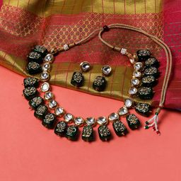 ROHINIKA Gold-Plated Kundan-Studded & Pearl Beaded Jewellery Set-image-83