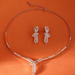 AMI Rose Gold-Plated Cubic Zirconia-Studded Jewellery Set-14