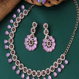 Atasi International Rose Gold-Plated Crystals-Studded Jewellery Set-3
