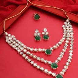 AMI Gold-Plated Kundan-Studded Jewellery Set-16