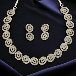The Pari Rhodium-Plated AD-Studded Necklace & Earrings-image-2
