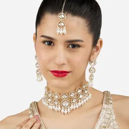 Zaveri Pearls Gold-Plated Stone-Studded & Pearl-Beaded Jewellery Set-41