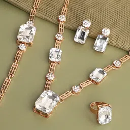 SOHI Women Gold-Plated White Stone-Studded & Beaded Jewellery Set-45