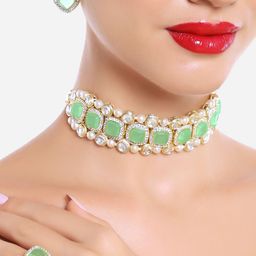 Zaveri Pearls Gold Plated Kundan Stones Studded & Beaded Jewellery Set-28