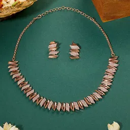 AMI Rose Gold Plated Cubic Zirconia Jewellery Set-image-57