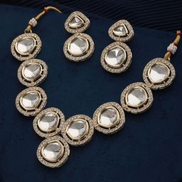 Priyaasi Gold-Plated Round Polki Kundan-Studded & Beaded Jewellery Set-21