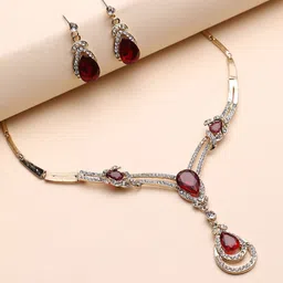 DressBerry Gold-Plated Stone Studded Jewellery Set-image-3
