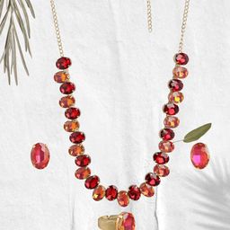 ORANGENYSHA Gold Plated Stone StuddedJewellery Set-26