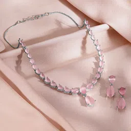 Rubans Rhodium Plated Cubic Zirconia Studded Jewellery Set-12