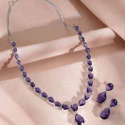 Rubans Rhodium Plated Cubic Zirconia Studded Jewellery Set-6
