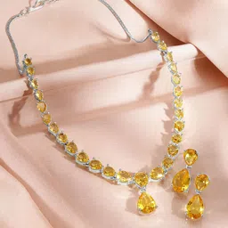 Rubans Rhodium Plated Cubic Zirconia Studded Jewellery Set-17