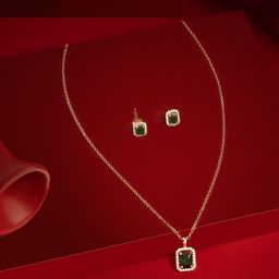 Ami Rose Gold-Plated Cubic Zirconia-Studded Jewellery Set-image-28