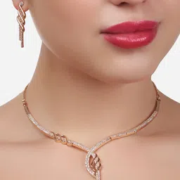 AMI Rose-Gold Plated  White CZ-Studded Jewellery Set-43