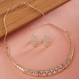 AMI Rose Gold-Plated & White CZ-Studded Jewellery Set-47