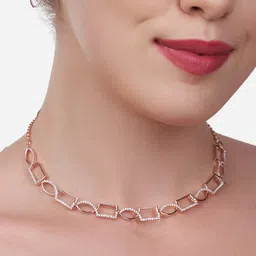 AMI Rose Gold-Plated & White CZ-Studded Jewellery Set-52
