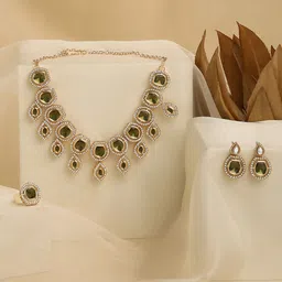 Zaveri Pearls Gold-Plated AD Studded Jewellery Set-58