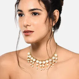Zaveri Pearls Gold-Plated & White Pearl Jewellery Set-20