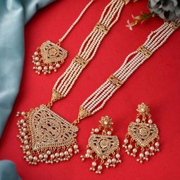 Silvermerc Designs Gold-Plated White CZ Studded Layered Jewellery Set-picture-43