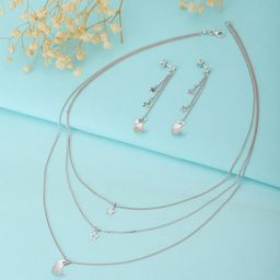 Carlton London Silver-Toned Moon & Star Layered Jewellery Set-image-53