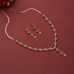 Jazz and Sizzle Rose Gold-Plated Pink Ruby AD-Studded Handcrafted Jewellery Set-0