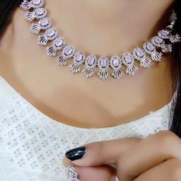 Ladymania Sliver-Plated American Diamond-Studded Elegant Jewellery Set-image-30