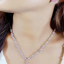 Ladymania Sliver-Plated American Diamond ElegantJewellery Set-48