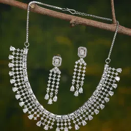 ZENEME Silver-Plated & AD-Studded Jewellery Set-35