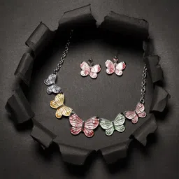 SOHI Silver-Plated Pastel Butterfly Jewellery Set-50