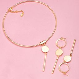 Estele Gold-Plated Geometric Design Jewellery Set-36
