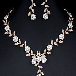 Shining Diva Fashion 18k Gold-Plated  White Crystal Studded Jewellery Set-image-62