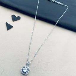 ABDESIGNS Silver-Plated American Diamond Pendant With Chain-18