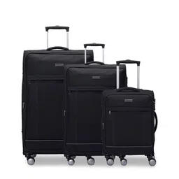 CARRIALL Set Of 3 Black Solid Soft-Sided Trolley Bags-24