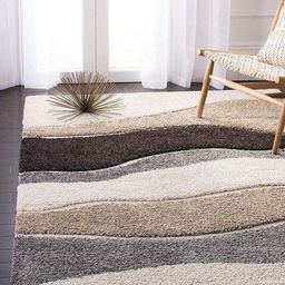 F & B RUGS Grey & Brown Striped Anti Skid Shaggy Carpet-14