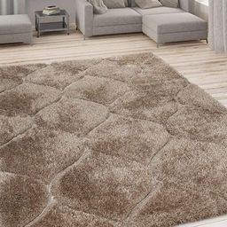F & B RUGS Beige Regular shaggy Carpets-14