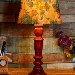 Foziq Brown Printed Wooden Table Lamps-26