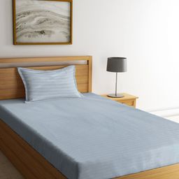 KLOTTHE Grey 210 TC Single Bedsheet with 1 Pillow Covers-52