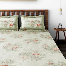 SWAYAM Cream-Coloured 200 TC Cotton Double Bedsheet with 2 Pillow Covers-22