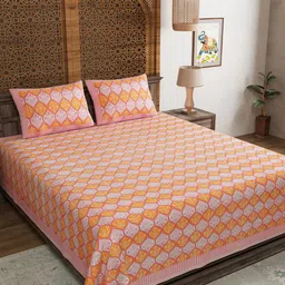 BLOCKS OF INDIA Floral 210 TC King Bedsheet with 2 Pillow Covers-image-44