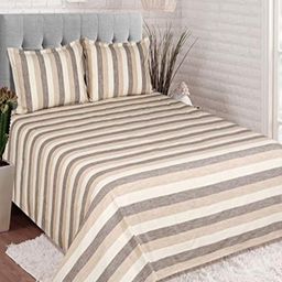SHADES of LIFE Brown & Grey Striped 250 TC King Bedsheet with 2 Pillow Covers-image-60