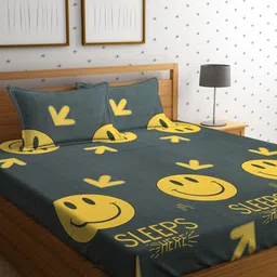 HOSTA HOMES Graphic 210 TC Queen Bedsheet with 2 Pillow Covers-image-43