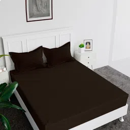 Kuber Industries Brown Striped Cotton 144 TC Queen Bedsheet with 2 Pillow Covers-image-98