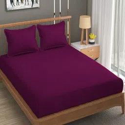Homefab India Purple Striped Microfiber 180 TC Queen Bedsheet & 2 Pillow Covers-image-11