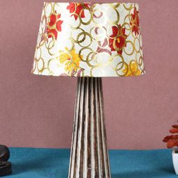 foziq Brown & White Printed Wooden Table Lamps-19