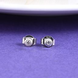 Studio Voylla Women 925 Sterling Silver American Diamond CZ Alluring Stone Carved Stud Earrings-22